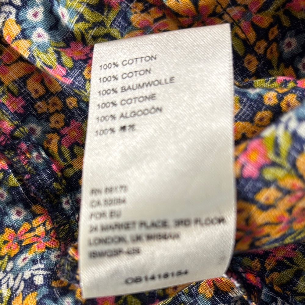 Free People Black Floral Button-Front Blouse with Orange & Pink Flowers - Picture 7 of 13